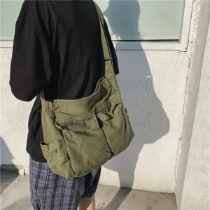 Women Vintage Handbag – Canvas Tote Shoulder Messenger Bag for Teens & Ladies