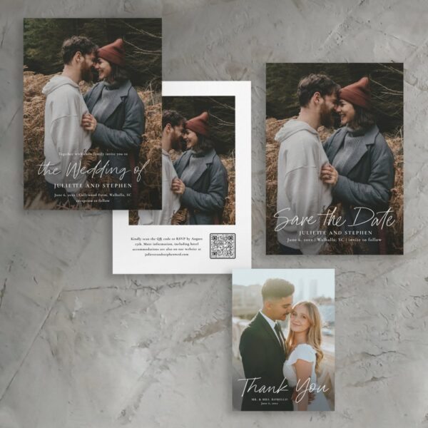 Modern Script Wedding Thank You Card – Custom Photo, Elegant Minimalist Design - Image 2