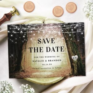 Fairy Forest Save the Date – Amber Enchanted Wedding Card with Evermore Woodland Theme