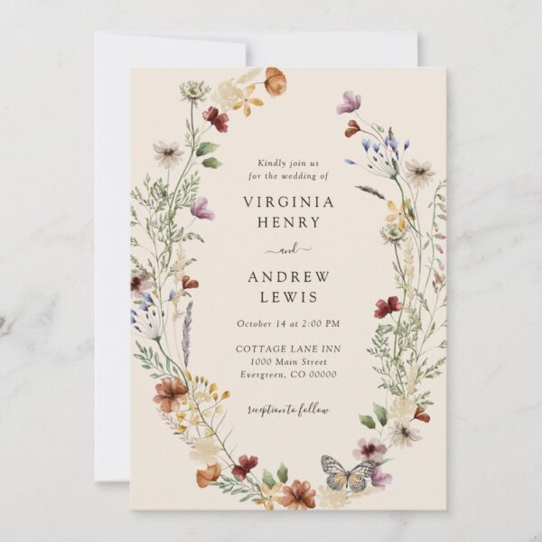 Terracotta Floral Wedding Invitation with Boho Rustic Charm - Image 3