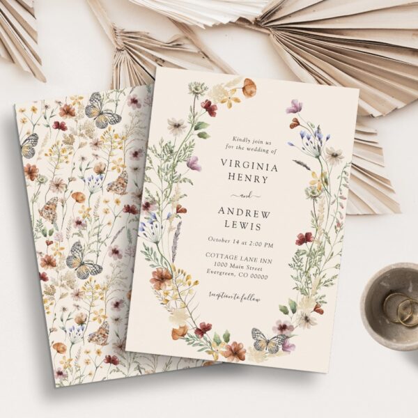 Terracotta Floral Wedding Invitation with Boho Rustic Charm - Image 2
