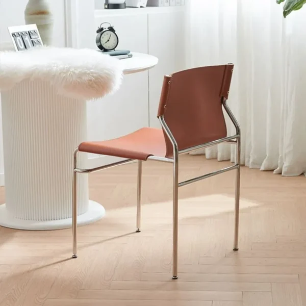 Scandinavian Dining Chair: Antique Leather Bauhaus Style - Image 2
