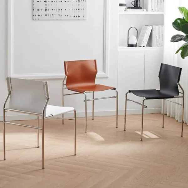 Scandinavian Dining Chair: Antique Leather Bauhaus Style - Image 3