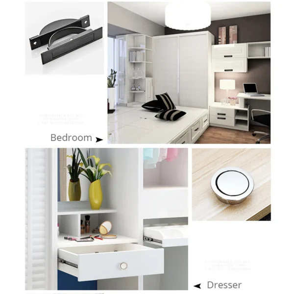KAK Tatami Hidden Door Handles – Zinc Alloy Recessed Flush Pull for Cabinets & Furniture (Silver/Black) - Image 3