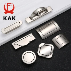KAK Tatami Hidden Door Handles – Zinc Alloy Recessed Flush Pull for Cabinets & Furniture (Silver/Black)