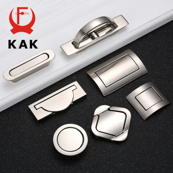 KAK Tatami Hidden Door Handles – Zinc Alloy Recessed Flush Pull for Cabinets & Furniture (Silver/Black)
