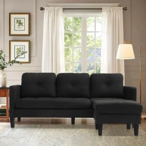 Convertible Sectional Sofa Couch: L-Shaped, Modern Linen Fabric for Small Spaces
