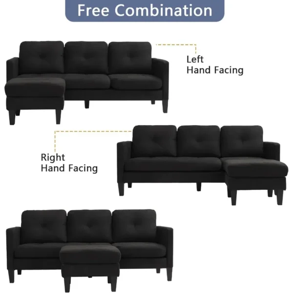 Convertible Sectional Sofa Couch: L-Shaped, Modern Linen Fabric for Small Spaces - Image 2