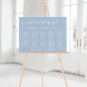Chic '10 Table' Dusty Blue Wedding Seating Sign - Acrylic Elegance
