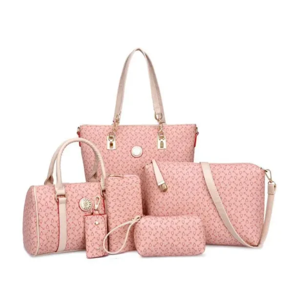Women's Handbag 5-Piece Set - Vintage Leather Shoulder Bag & Large Capacity Purse - Image 3