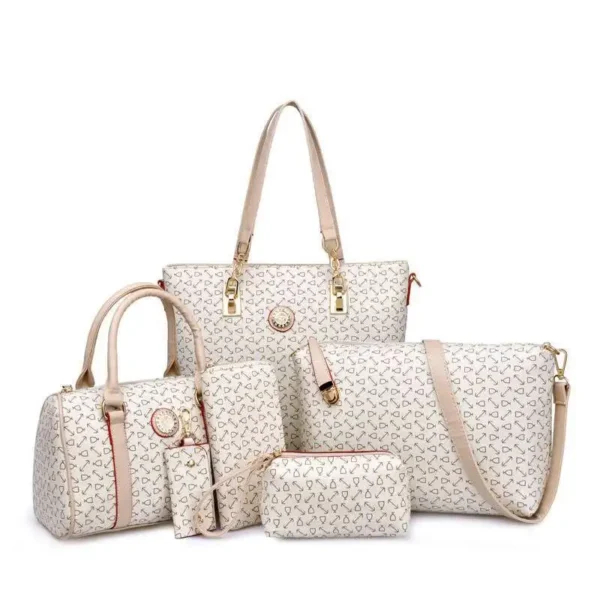 Women's Handbag 5-Piece Set - Vintage Leather Shoulder Bag & Large Capacity Purse - Image 2
